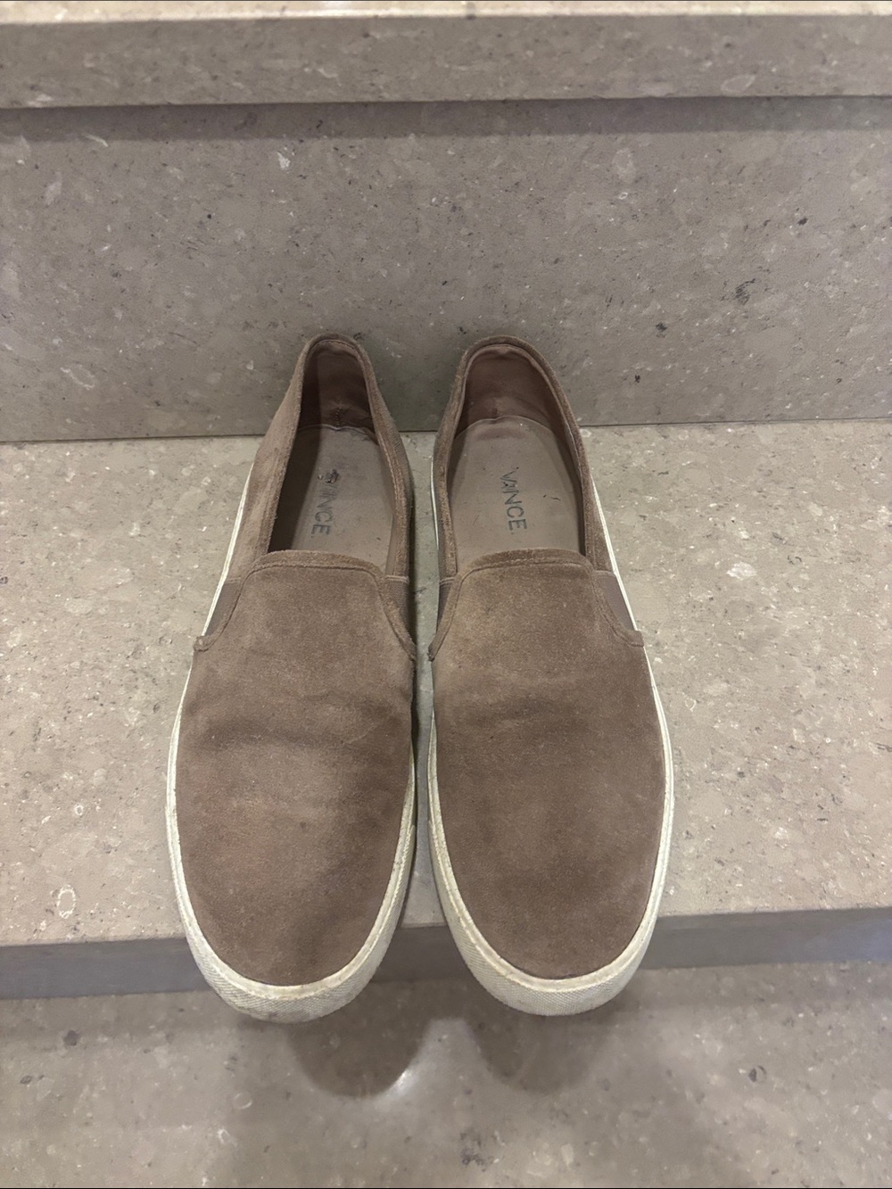 Vince Taupe Suede Slip-On Loafers